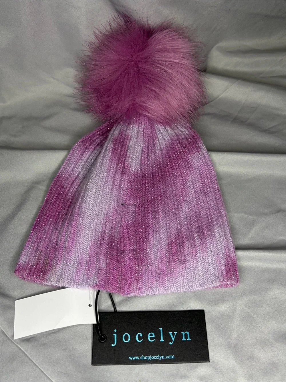 jocelyn Pink & Light Pink Tie-Dye Pom Pom Beanie